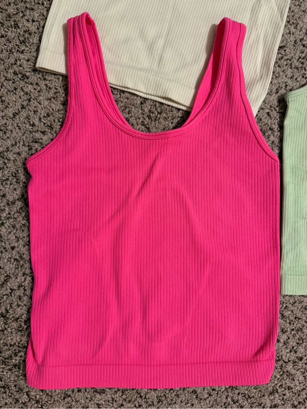 a new day Ribbed Active Scoop Tanks in Hot Pink, Pale Yellow & Key Lime - Picture 2 of 6